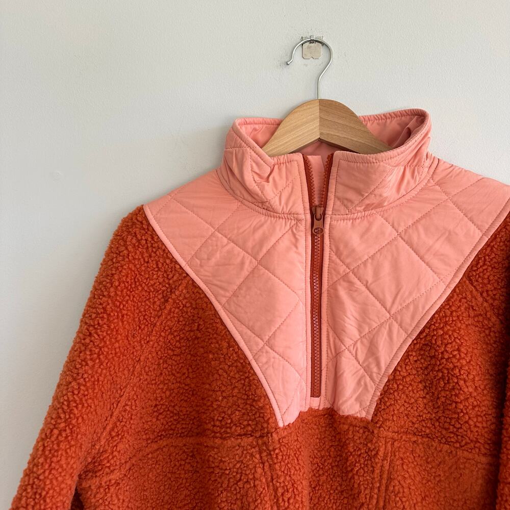 Vera Bradley Teddy Bear Fleece Colorblock Pullover Sweatshirt Orange/Pink L - Picture 3 of 8